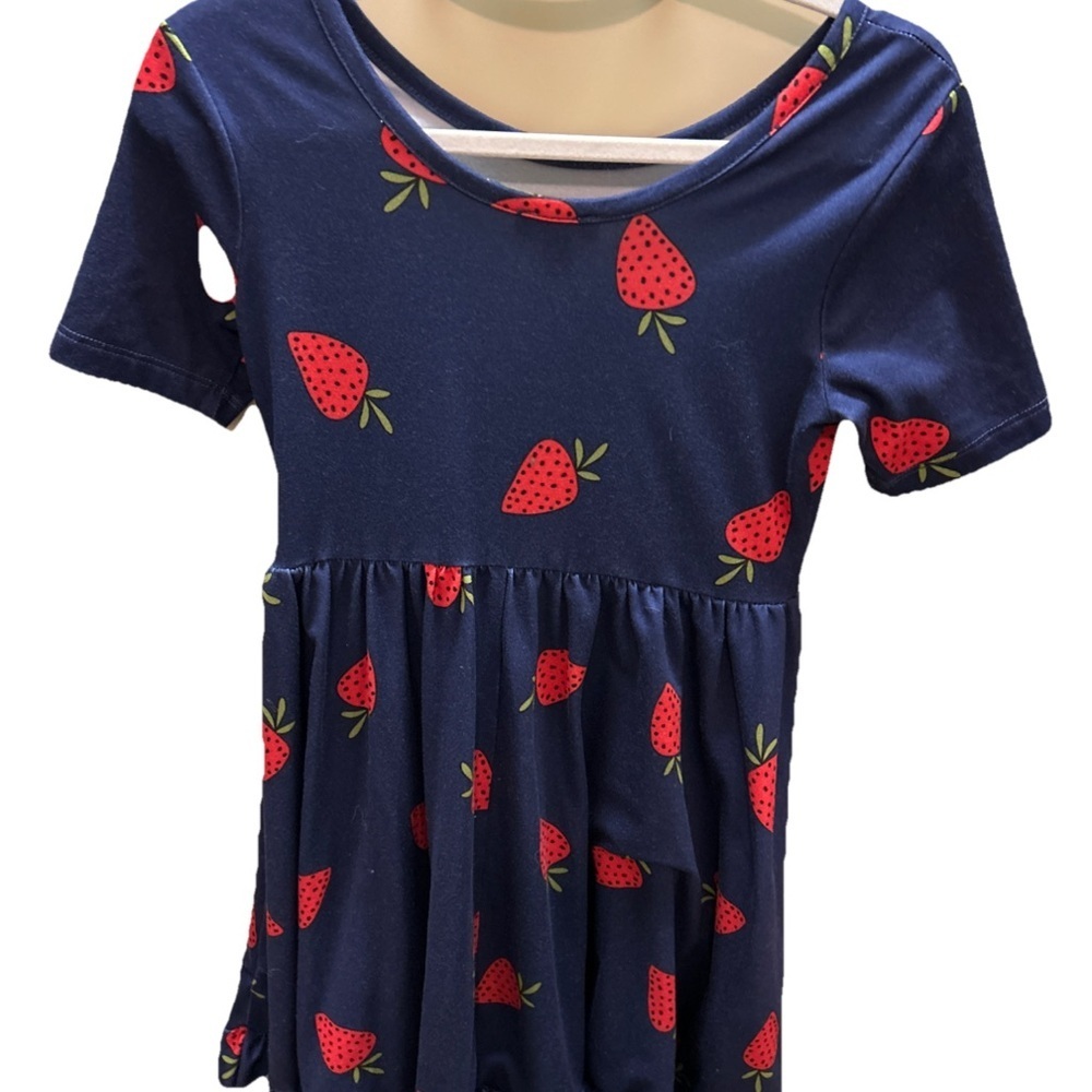 Zunie Navy Dress with Red Strawberry Print - Picture 3 of 3